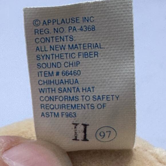 1999 Taco Bell Santa Hat Christmas Feliz‎ Navidad Chihuahua Dog Plush - Picture 7 of 10